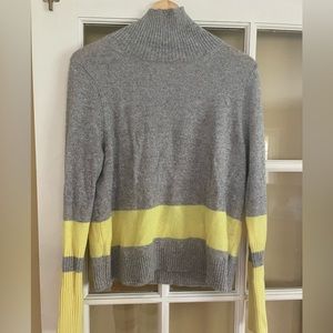Colors Cashmere Grey and Neon Yellow Turtleneck Sweater